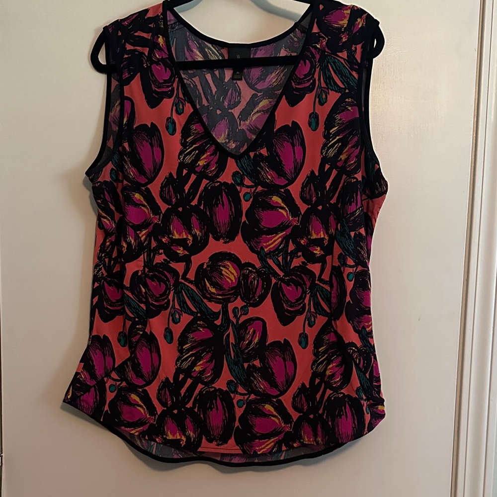 Worthington Pink and Black Floral Blouse